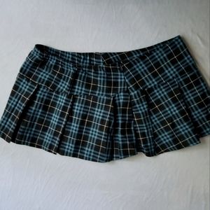 Blue Plaid Mini Skirt